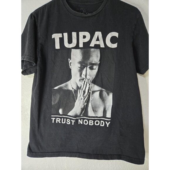 Tupac Shirt Mens Medium Black Trust Nobody Rap Tee Hip Hop Graphic Streetwear - Picture 1 of 7